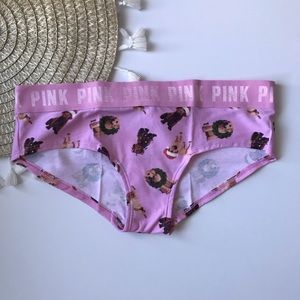 Victoria’s Secret PINK Logo Hipster Panty Pink Holiday Dog